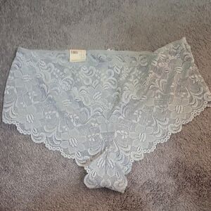 Cacique Blue Lace Panties with Floral Design